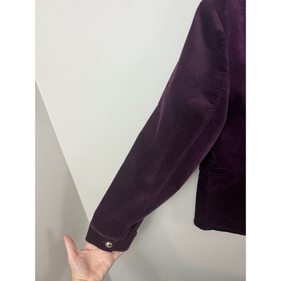 EUC Chicos Purple Velvet Jacket Blazer Gold Buttons Size 2 Large 12 - Picture 5 of 15